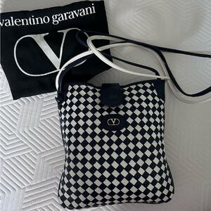 Valentino Garavani Navy and White Crossbody Bag